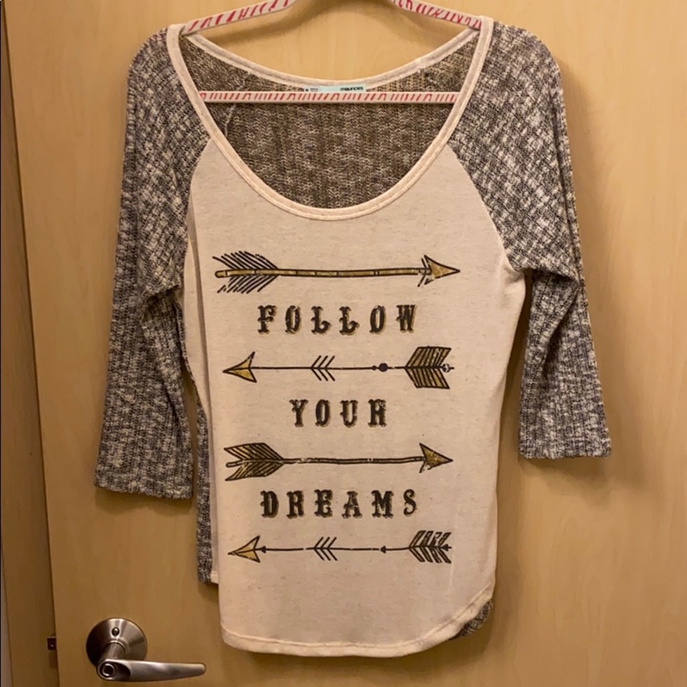 “Follow Your Dreams” gold arrow shirt by Maurices